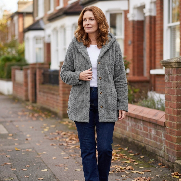 Martha | Hooded Textured Cardigan Coat