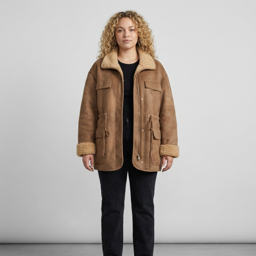 Amelia | Shearling-Collar Utility Jacket