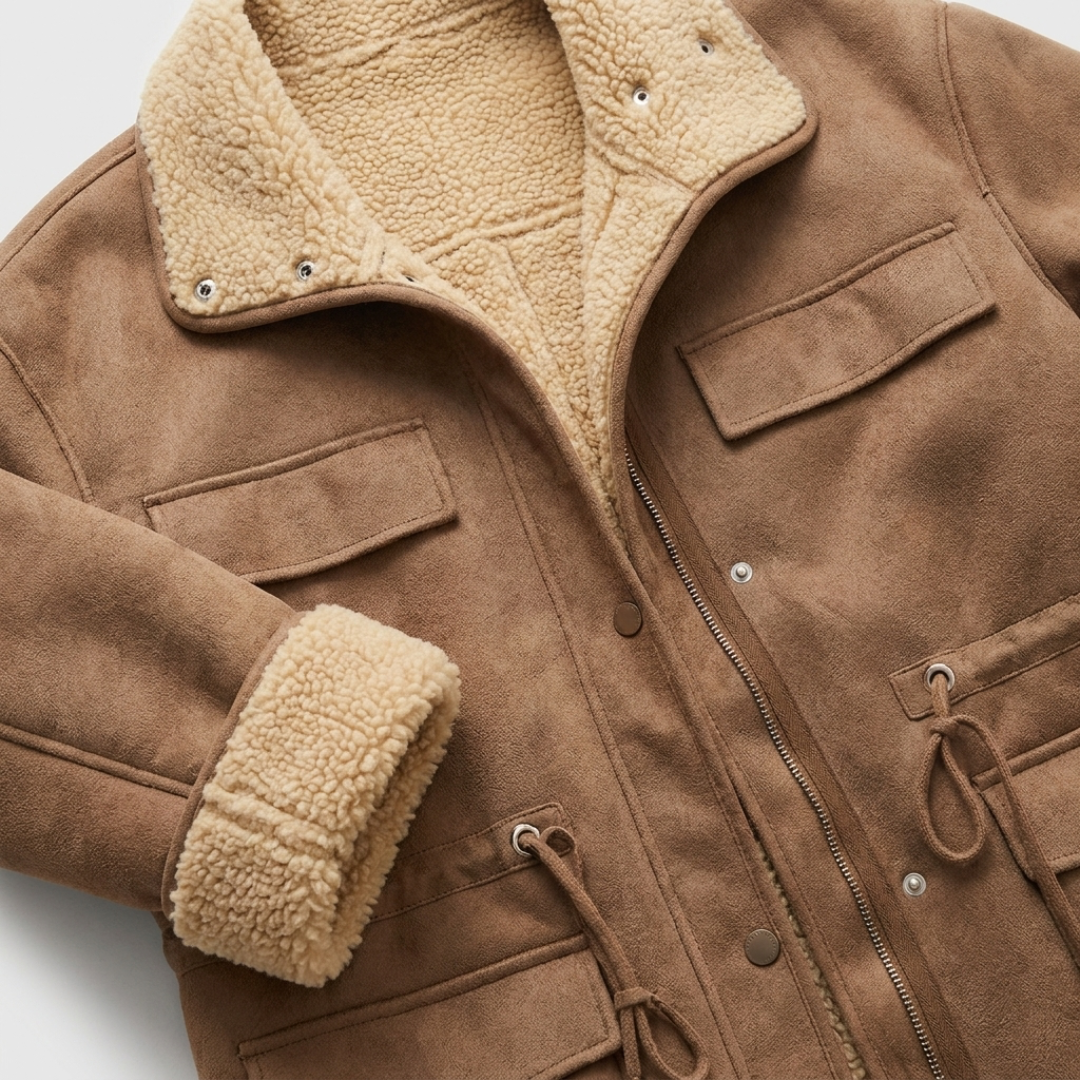 Amelia | Shearling-Collar Utility Jacket
