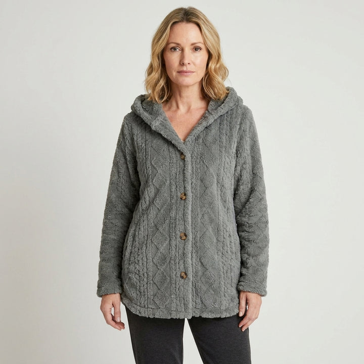 Martha | Hooded Textured Cardigan Coat